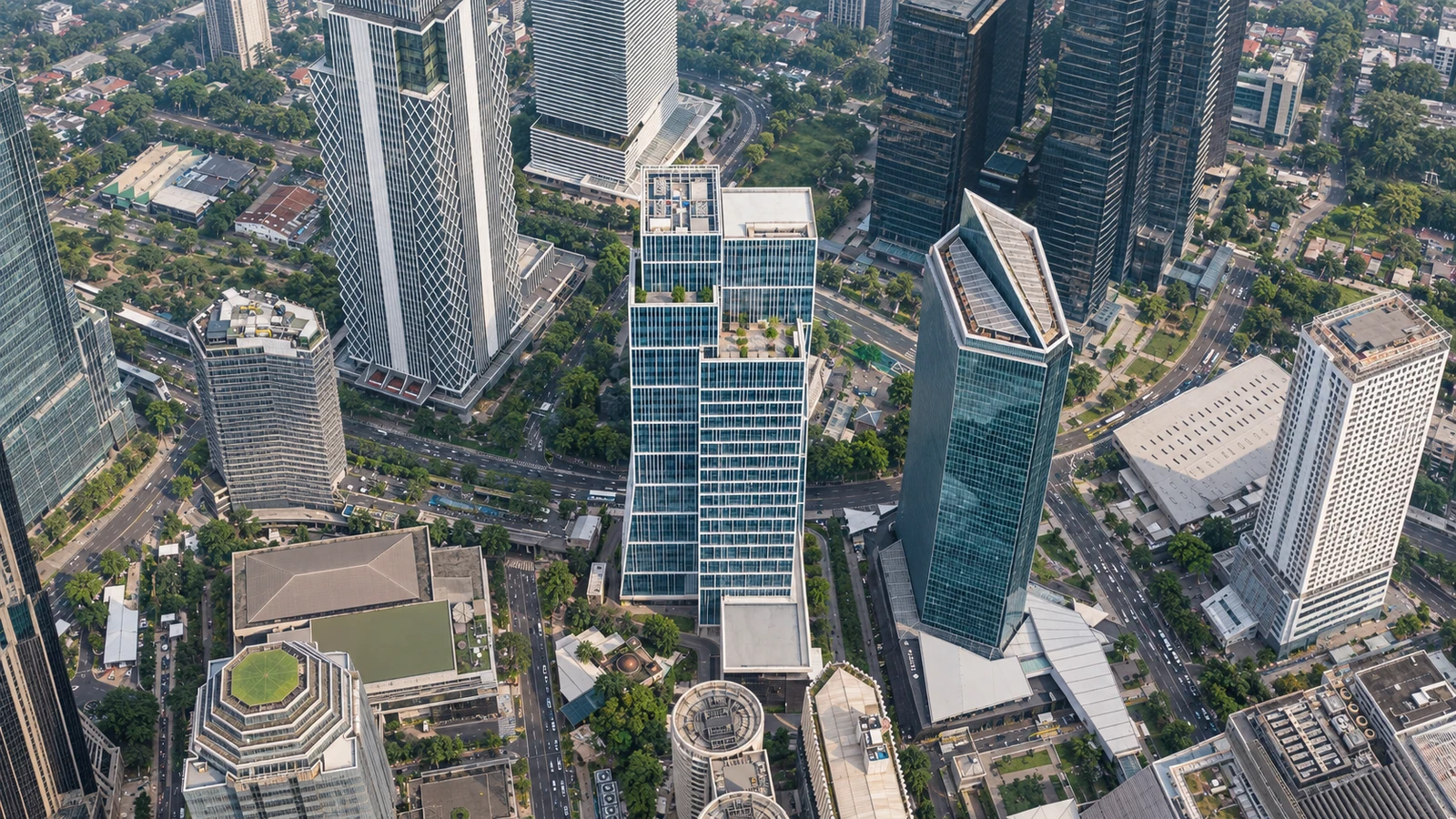 Illustrative aerial view of Sequis Tower and neighbouring buildings in Jakarta’s SCBD