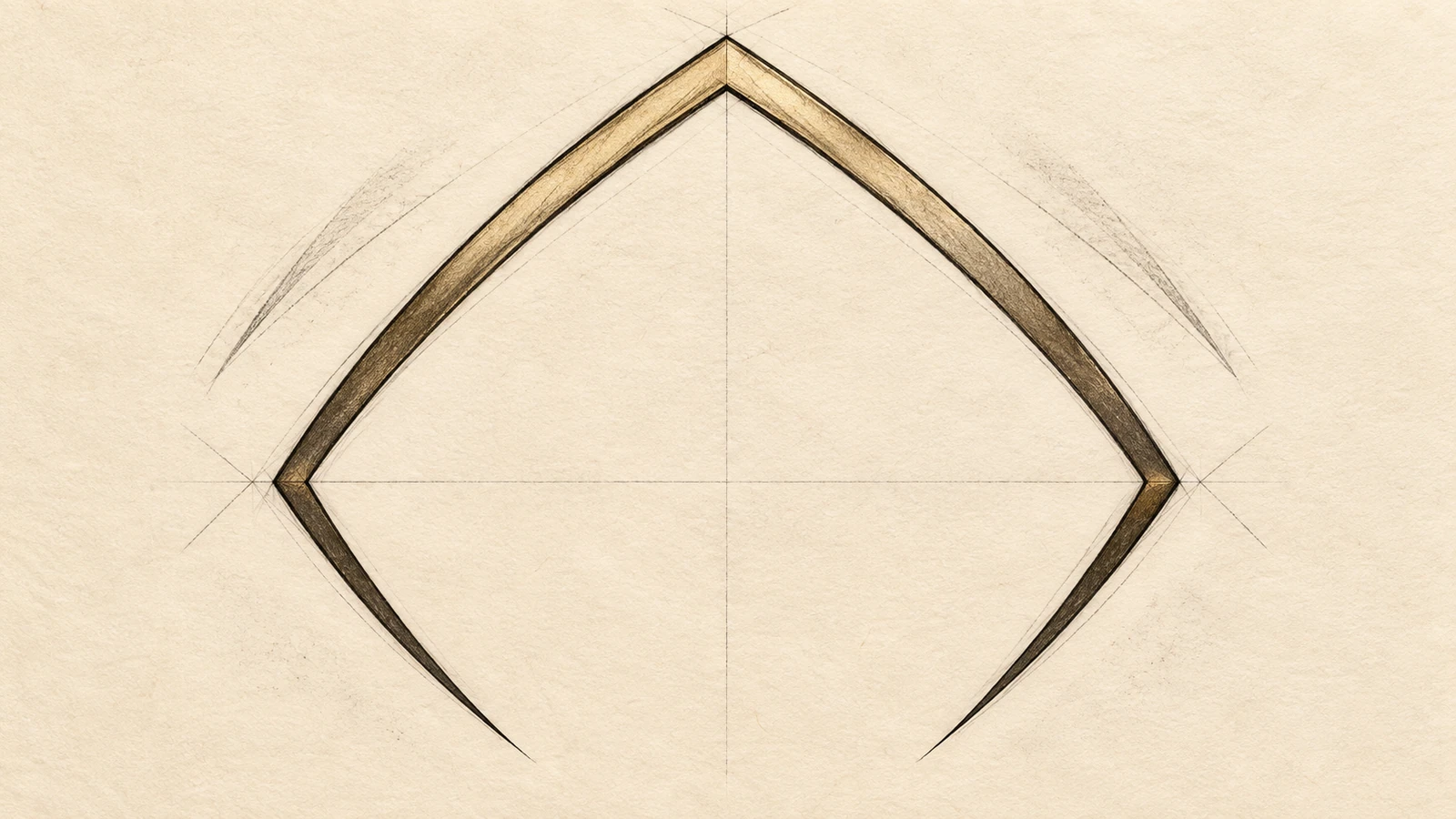 Charcoal geometry study of the crest’s tapered diamond frame
